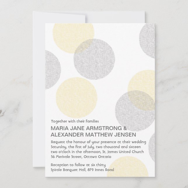 Modern Letterpress Style Circle Wedding Invitation (Front)