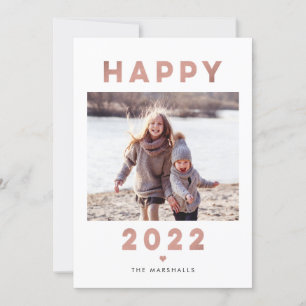 Modern Letters Happy New Year 2022 Photo Card
