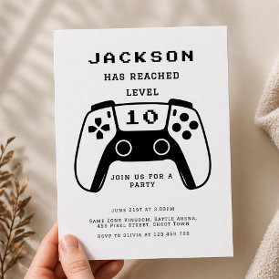 Modern Level Up Gamer Boys Birthday Party Invitation