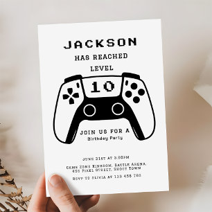 Modern Level Up Gamer Boys Birthday Party Invitation