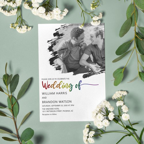 Modern LGBT Photo Wedding Invitation