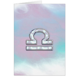 Modern Libra Zodiac Sign Mother of Pearl Style Cards