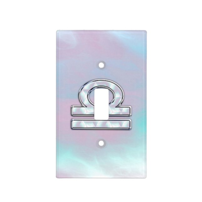 Modern Libra Zodiac Sign Mother of Pearl Style Light Switch Cover (Front)