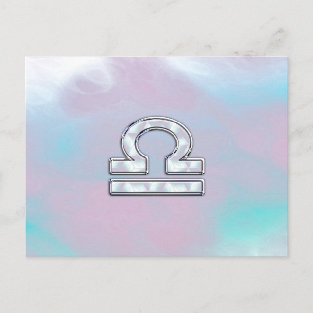 Modern Libra Zodiac Sign Mother of Pearl Style Postcard (Front)