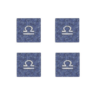 Modern Libra Zodiac Sign on blue digital camo Stone Magnet
