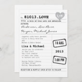 Modern Library Card Wedding Invitation (Front/Back)