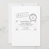 Modern Library Card Wedding Invitation (Back)