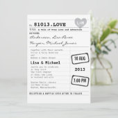 Modern Library Card Wedding Invitation (Standing Front)