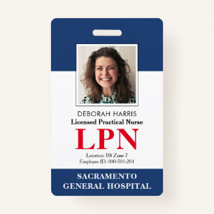 Modern Licensed Practical Nurse Photo ID Badge