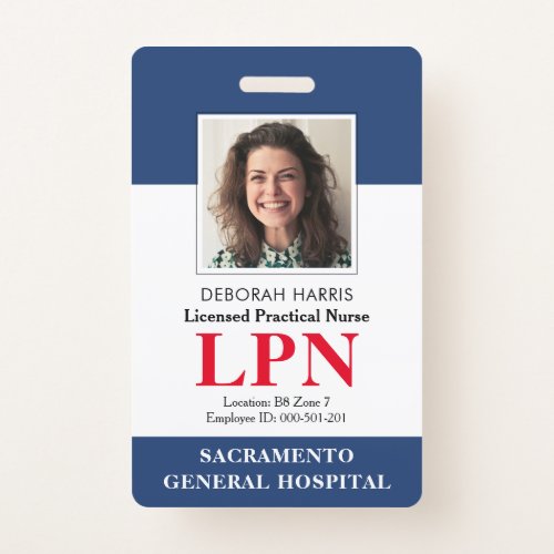 Modern Licensed Practical Nurse Photo ID Badge