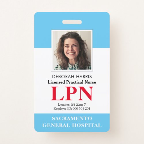 Modern Licensed Practical Nurse Photo ID Badge