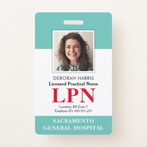 Modern Licensed Practical Nurse Photo ID Badge