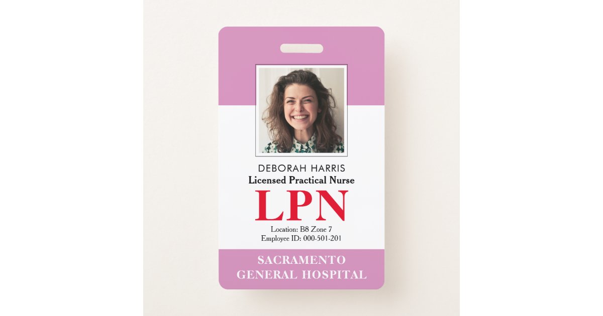 Modern Licensed Practical Nurse Photo ID Badge