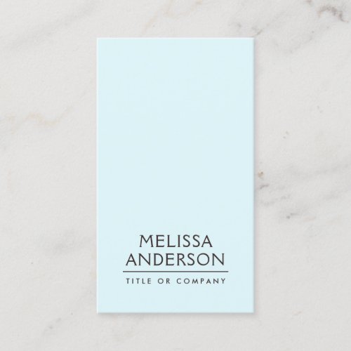 Modern light aqua blue minimalist professional business card