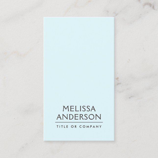 Modern light aqua blue minimalist professional business card (Front)