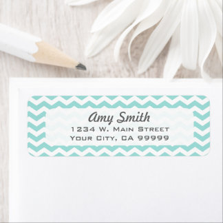Modern Light Aqua Chevron Address Lables Label