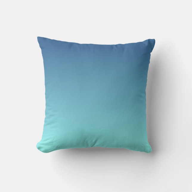 Modern Light Aqua to Blue Ombre Throw Pillow (Front)