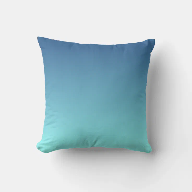 Modern Light Aqua to Blue Ombre Throw Pillow | Zazzle