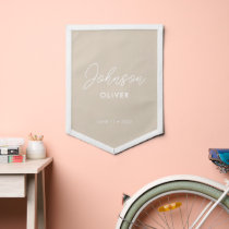 Modern Light Beige Custom Name Kids Room Wall Pennant