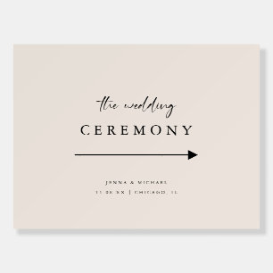 Modern Light Beige Script Wedding Directional Sign