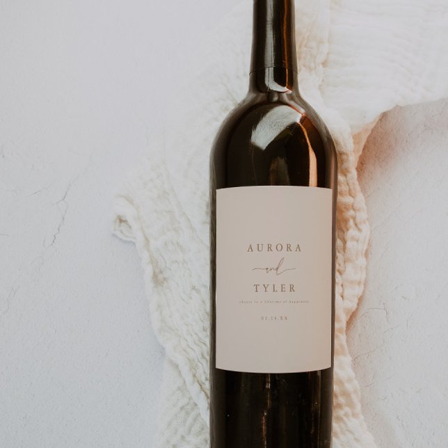 Modern Light Beige Wedding  Wine Label (Creator Uploaded)