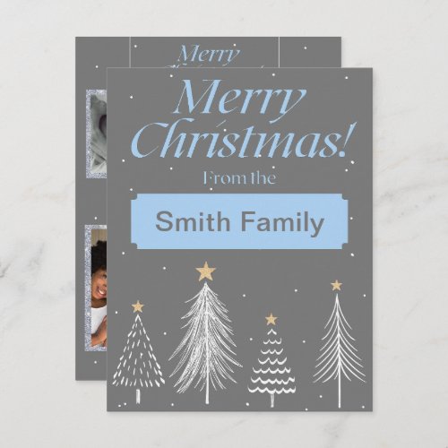 Modern Light Blue and Dark Gray Merry Christmas Holiday Card