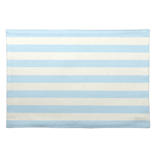 Modern light blue and ivory stripes pattern chic cloth placemat (Front)