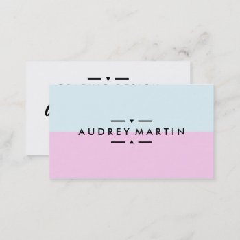 Modern Light Blue And Pink Minimalist Color Block Business Card by busied at Zazzle