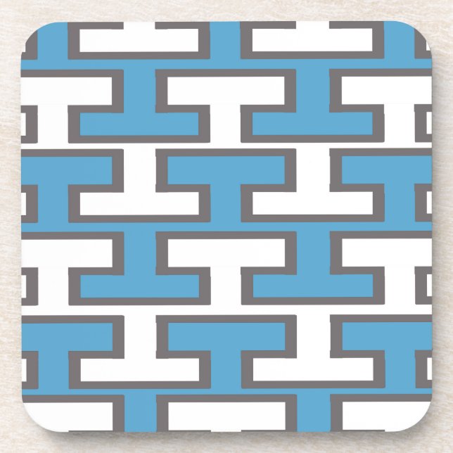 Modern Light Blue and White Bricks Beverage Coaster (Front)