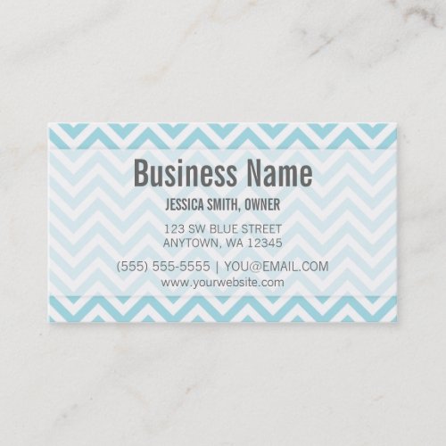 Modern Light Blue and White Chevron Pattern Business Card Template