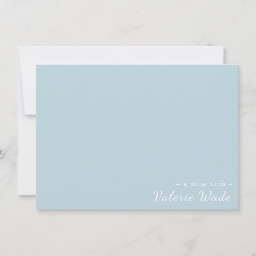 Modern Light Blue and White Custom Name  Note Card