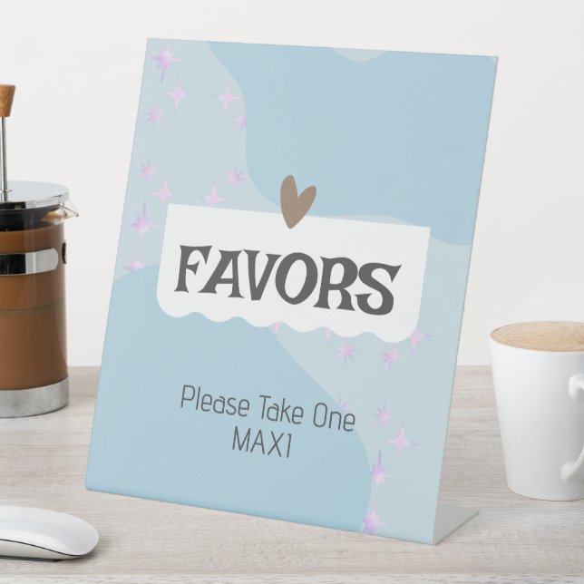 Modern Light Blue Baby Shower favors Pedestal Sign (In SItu)