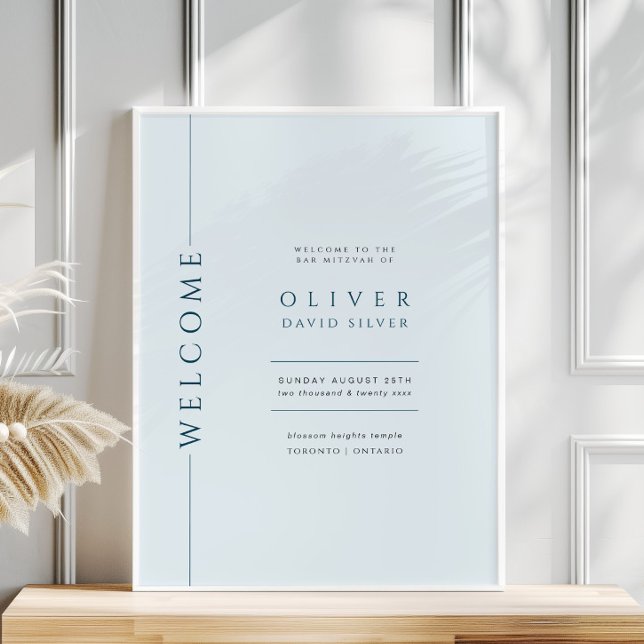 Modern Light Blue Bar Mitzvah Welcome Sign (Creator Uploaded)