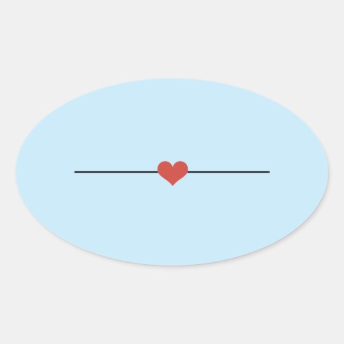 Modern light blue blank heart oval sticker