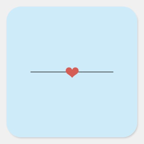 Modern light blue blank heart square sticker
