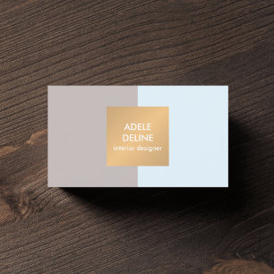 Modern Light Blue Copper Interior Designer Business Card