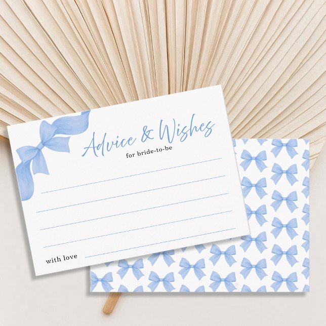 Modern Light Blue Coquette Bow Advice and Wishes Enclosure Card (Creator Uploaded)