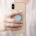 Modern Light Blue Custom Script Name & Monogram Phone Ring Stand<br><div class="desc">Add a stylish and personalized look to your phone with our modern & stylish light blue background with a simple personalized script name & white monogram.</div>