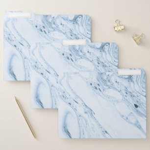 Modern Light-blue Faux Marble Fluid Swirls File Folder