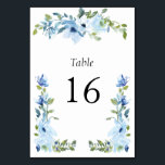 modern light blue floral frame wedding table number<br><div class="desc">modern light blue floral wedding table number.</div>