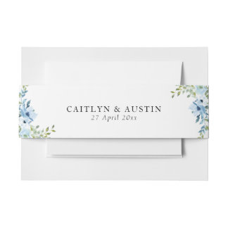 Modern light blue floral wedding belly band