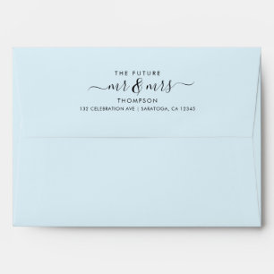 Modern Light Blue Future Mrs and Mr Return Address Envelope