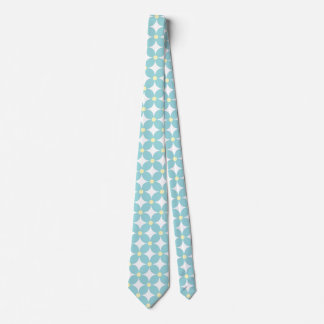 Modern Light Blue Geometric Blossom Pattern Neck Tie