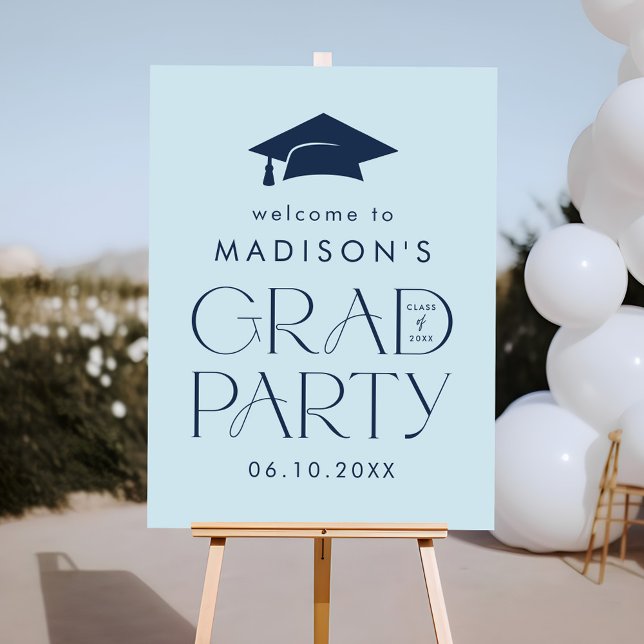 Modern Light Blue Graduation Party Welcome Sign (Creator Uploaded)