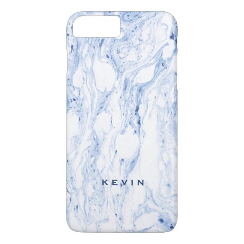 Modern Light_blue_gray  white marble swirls iPhone 8 Plus7 Plus Case