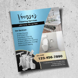 Modern Light Blue House Cleaning Maid Service  Flyer