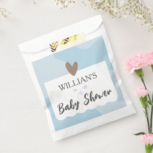 Modern Light Blue Little Star Baby Shower Favor Bag