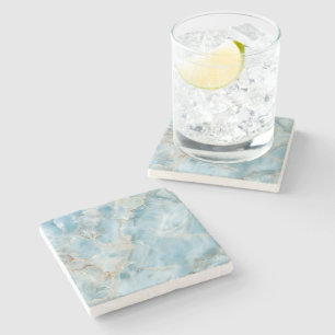 Modern Light Blue Luxurious Aesthetic Gemstone Stone Coaster