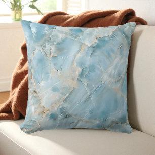 Modern Light Blue Luxurious Aesthetic Gemstone Throw Pillow