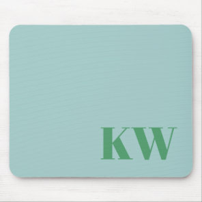 Modern Light Blue Monogram Initials Personalized Mouse Pad
